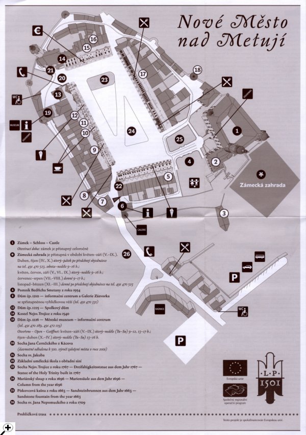 mapa zámku v Novém Městě nad Metují